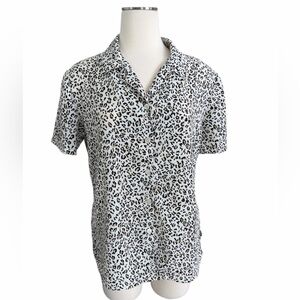 Requirements  Women’s Black and White Leopard Print Blouse Size Medium